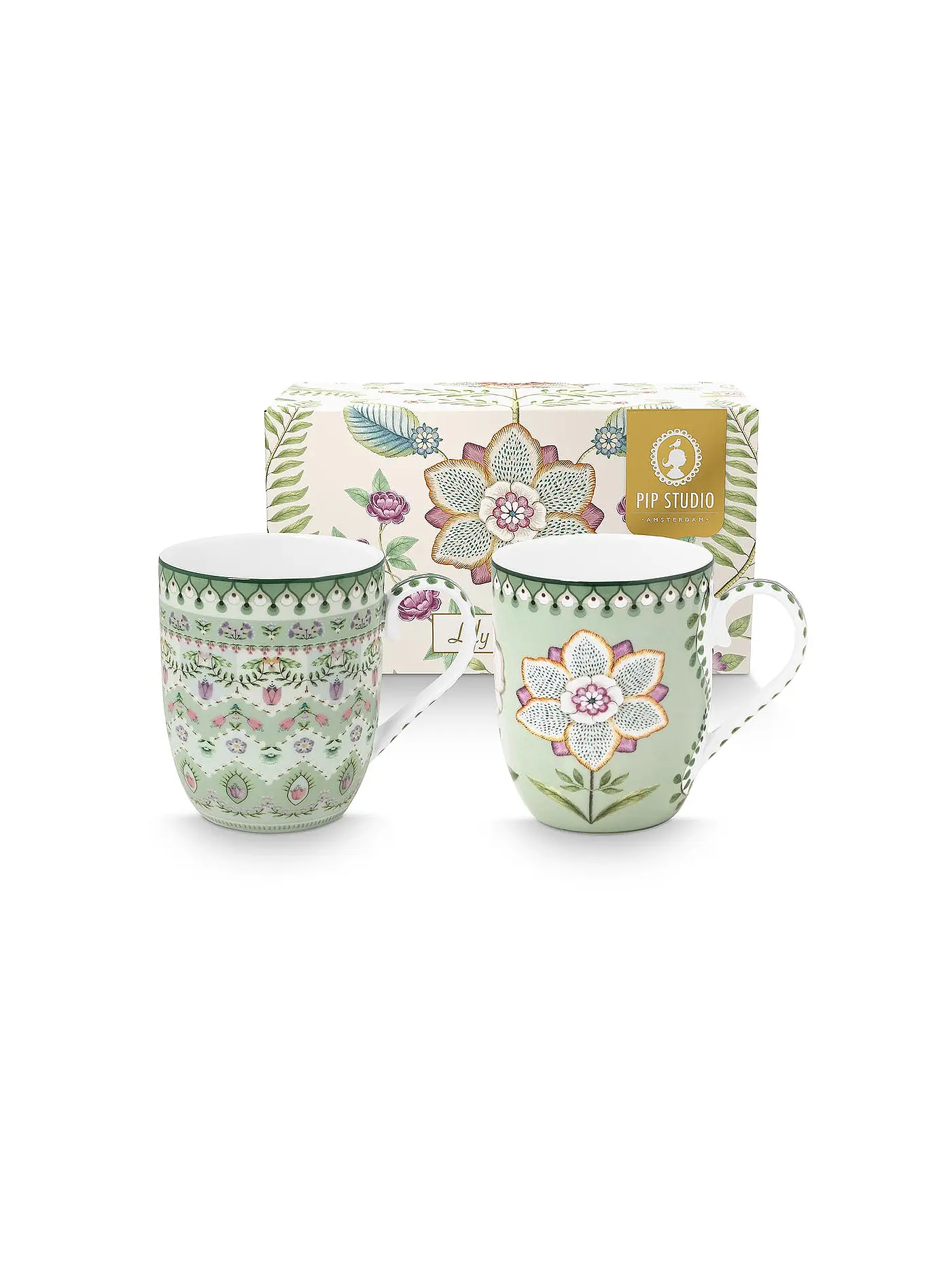 PIP STUDIO | Henkelbecher 2er Set Small LILY & LOTUS 145ml Light Green | 